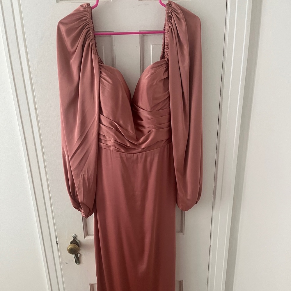 Cinderella Pink Bishop Sleeve Gown bridesmaid